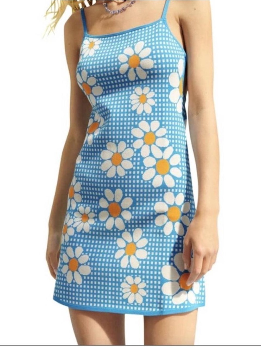 Zara Thick Knit Floral Print Strappy Mini Dress Size Small